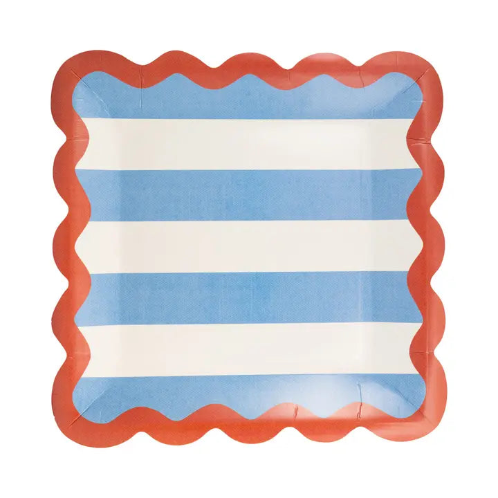Hamptons Stripes 9" Ric Rac Trim Paper Plates