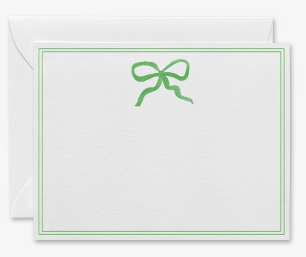 Green Bow Flat Notecards