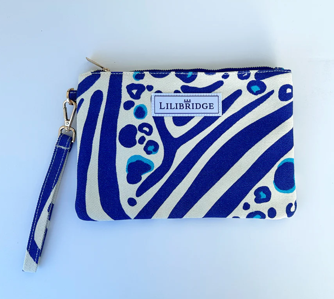 Lilibridge Zebra Cat Blue Wristlet