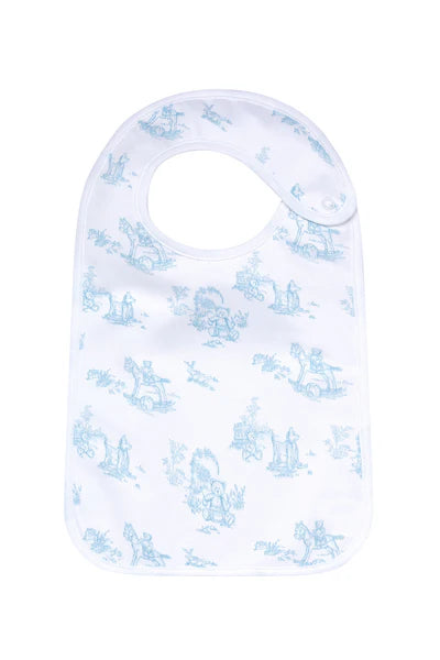 Blue Toile Feeding Bib