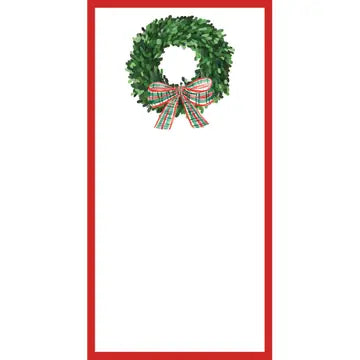Wreath with Tartan Bow Christmas List Notepad