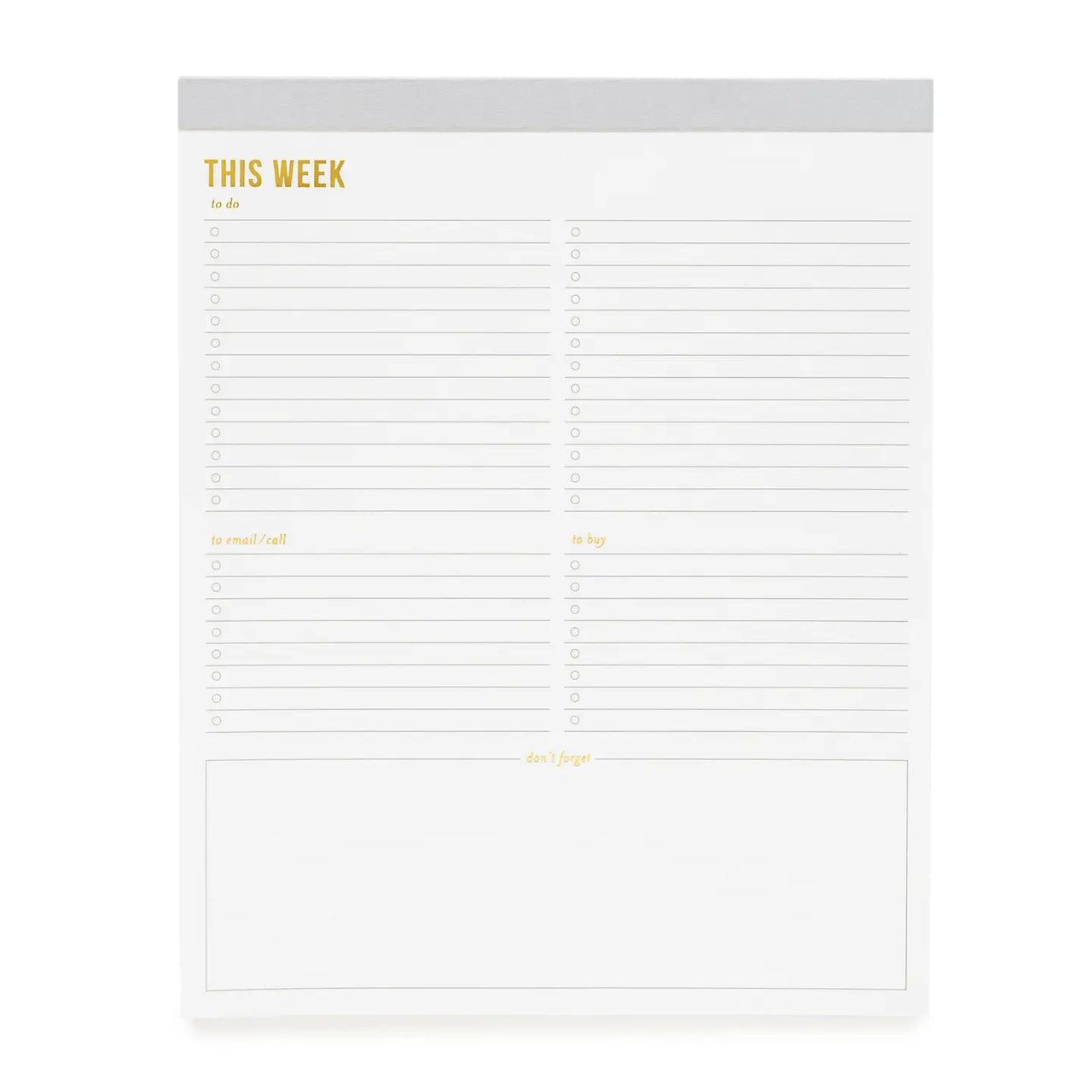 Large Grey Weekly Notepad