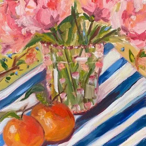 Peonies and Oranges Greeting Card
