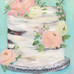 Fancy Floral Cake Birthday Greeting Card