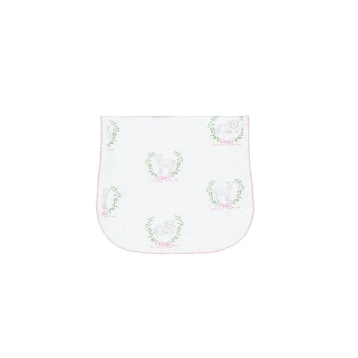 Pink Lamb Print Burp Cloth