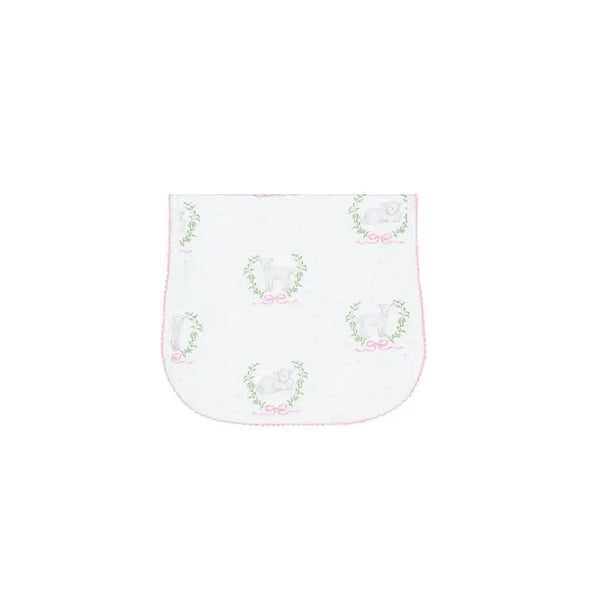 Pink Lamb Print Burp Cloth