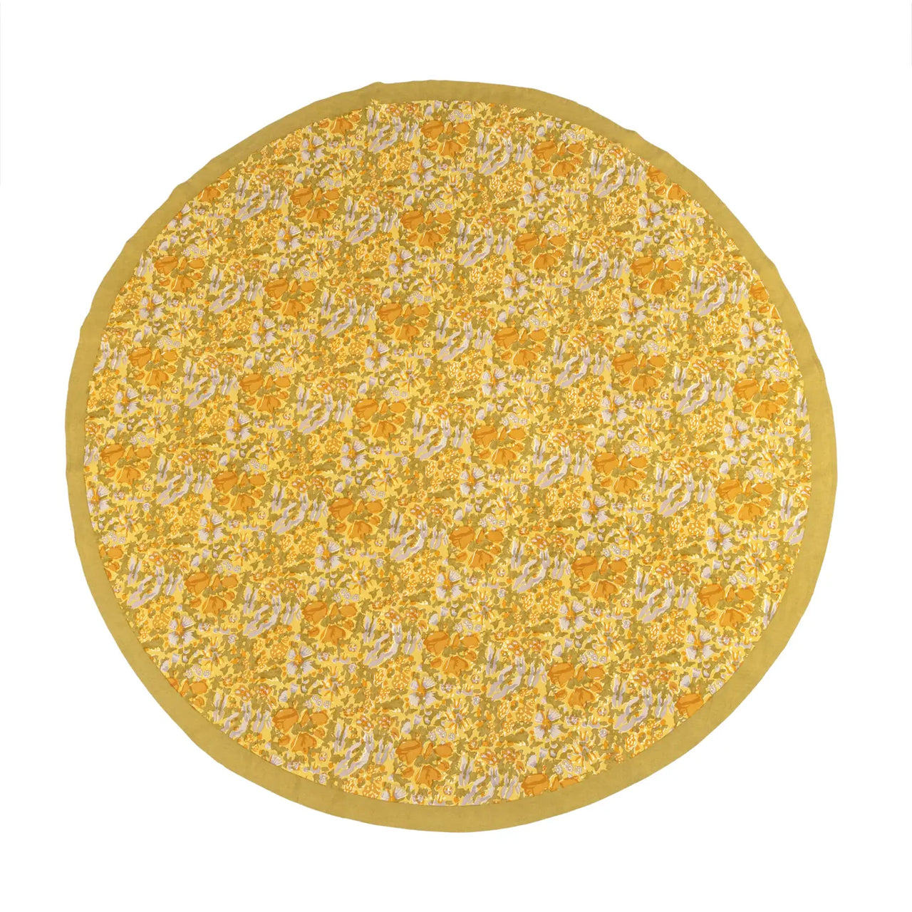 Jardin Mustard and Grey 70" Round Tablecloth