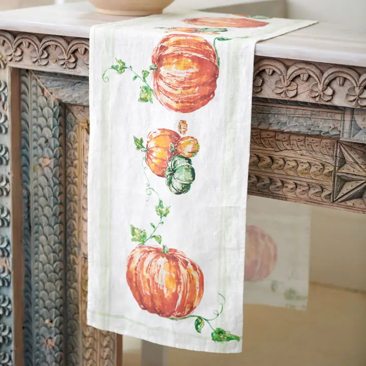 Pumpkin Linen Table Runner