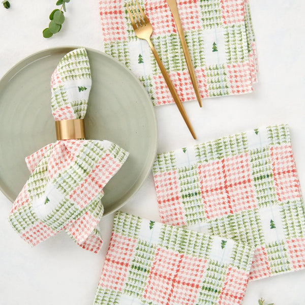 Set of 4 Christmas Plaid Napkins