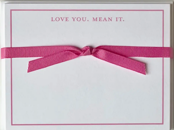 Love You, Mean It Pink Flat Notecards