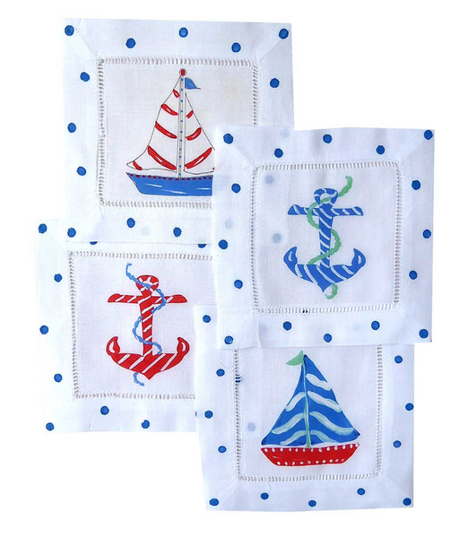 Nautical Linen Cocktail Napkins