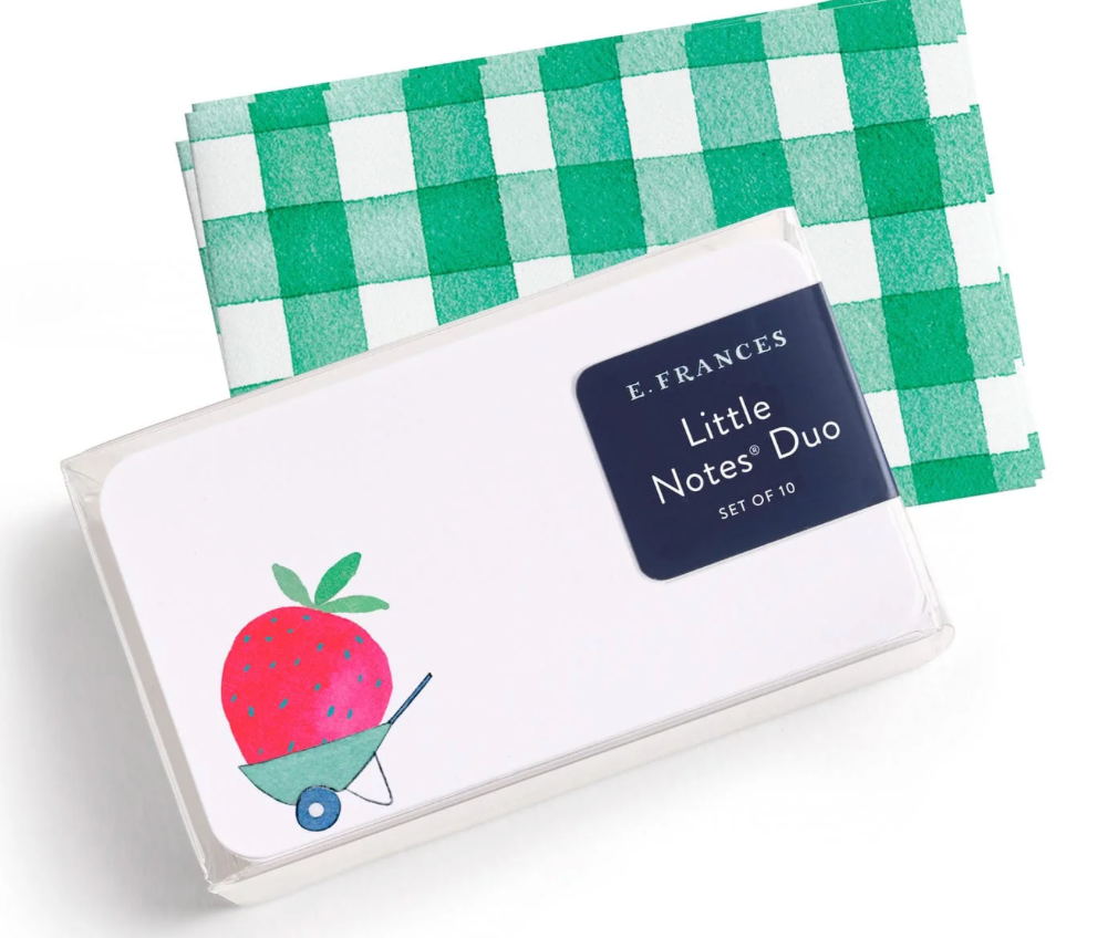 Strawberry Little Notes With Green Gingham Envelopes Duo Set