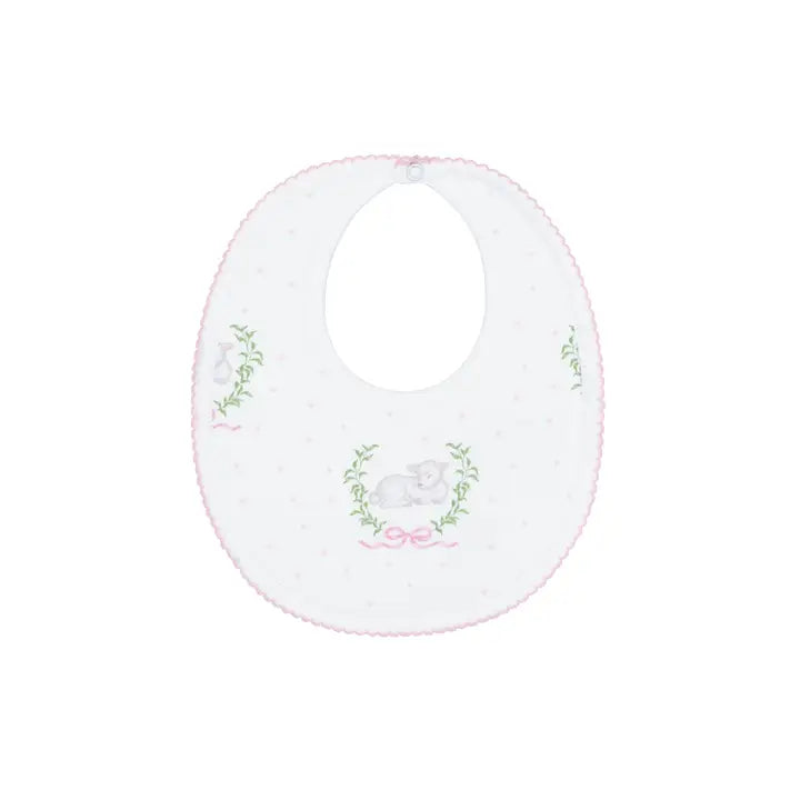 Pink Lamb Print Bib