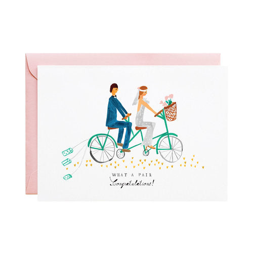 Tin Cans on the Tandem Wedding Greeting Card