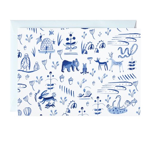 Forest Animal Toile Notecard Set
