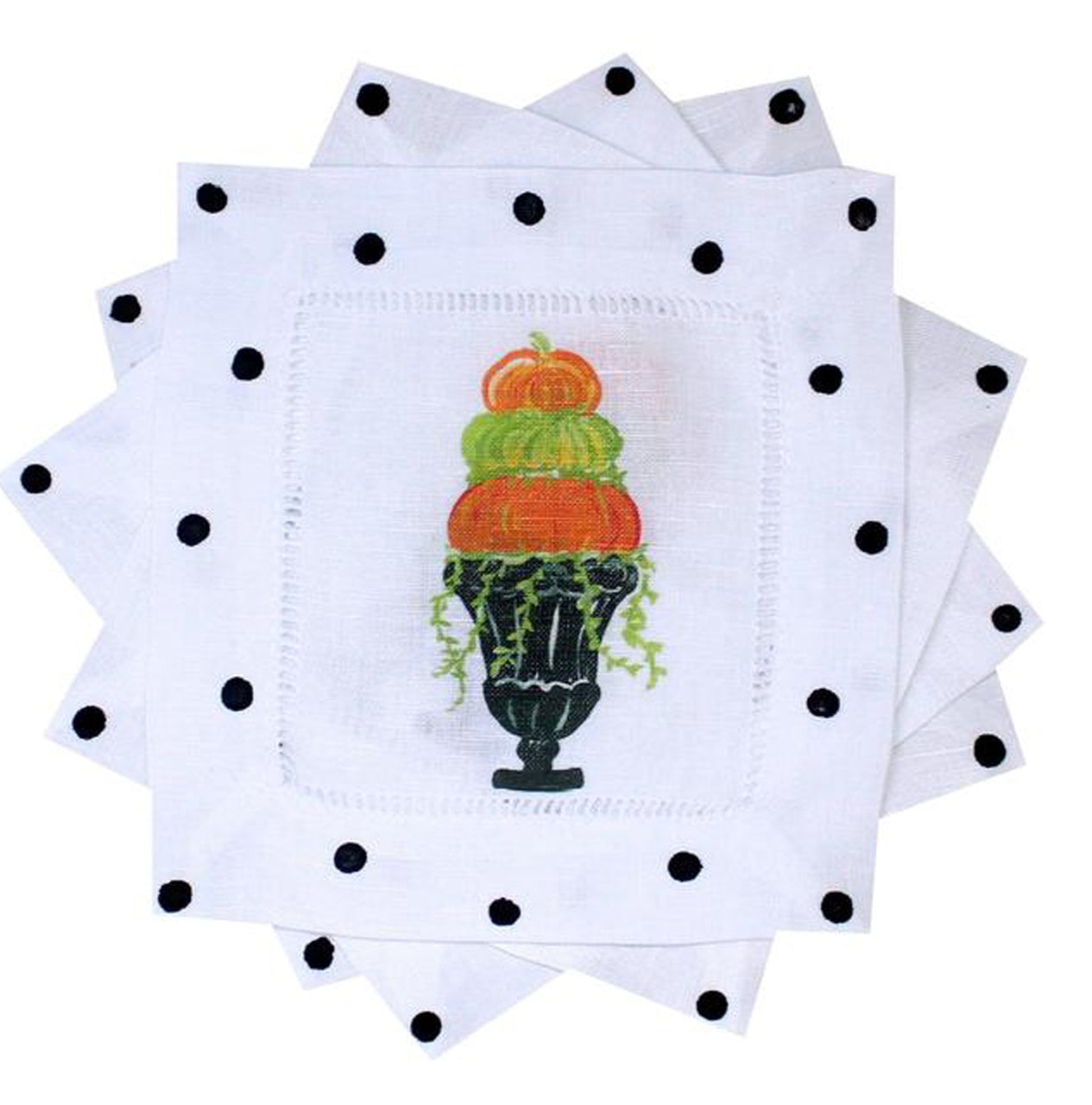 Pumpkin Topiary Linen Cocktail Napkins