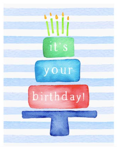 Birthday Cake Greeting Card - Blue